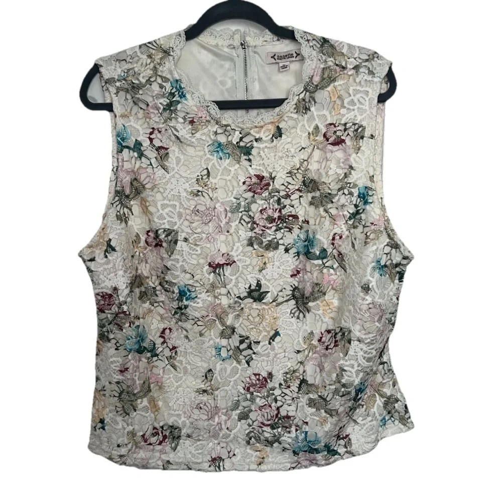 Nanette Lepore Sleeveless Lace Top Size XL‎ (0473)